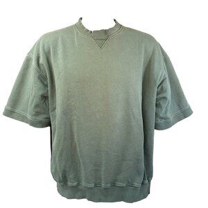 Cabelas Mens Short-Sleeve Sweatshirt XL 100% Cotton Green Vintage